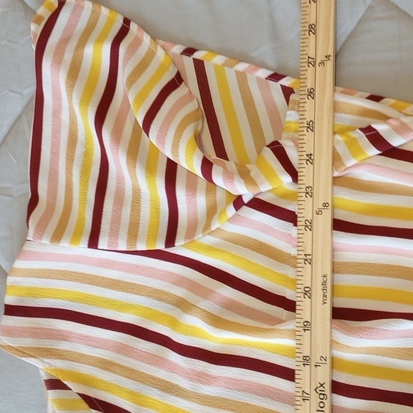 Lane Bryant Womens Peplum Top Sz 24 Short Sleeve V-Neck Smock Waist Stripe Pink - Picture 9 of 10